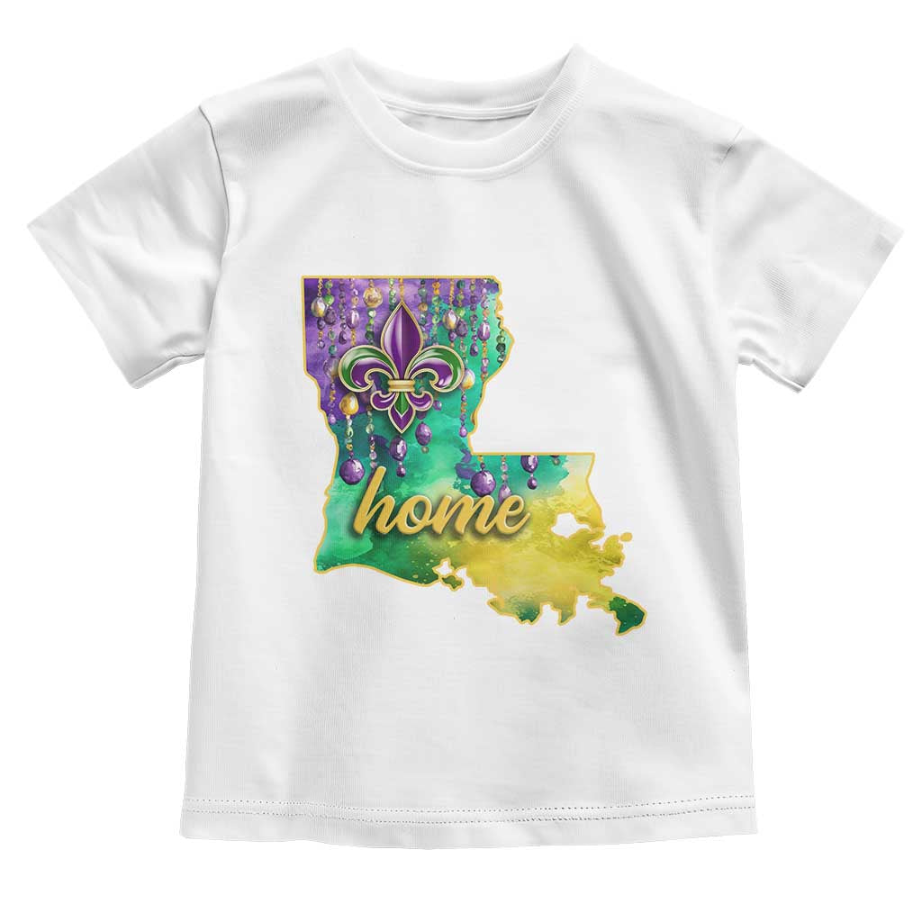 Home Louisiana Toddler T Shirt Mardi Gras Fleur De Lis LA Map