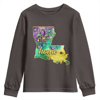 Home Louisiana Youth Sweatshirt Mardi Gras Fleur De Lis LA Map