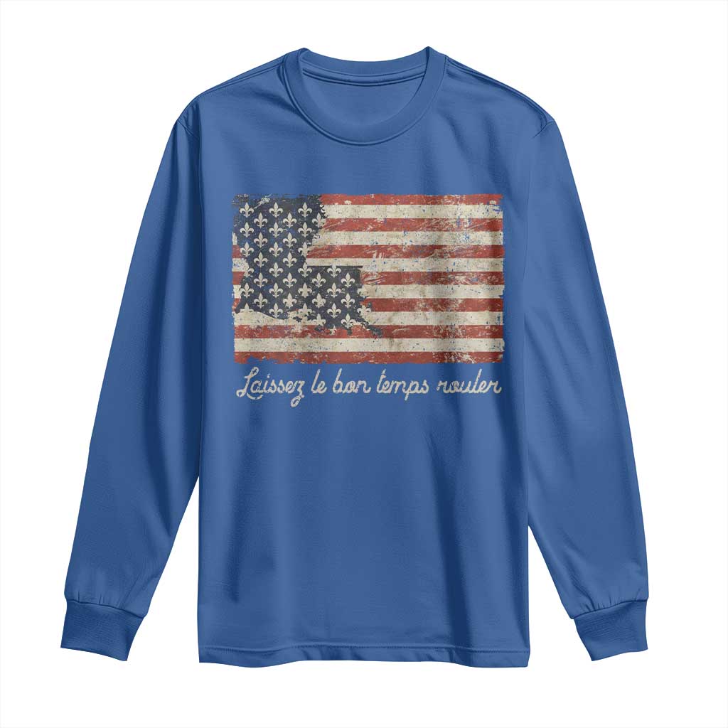 Louisiana Long Sleeve Shirt Laissez Les Bon Temps Rouler American Flag