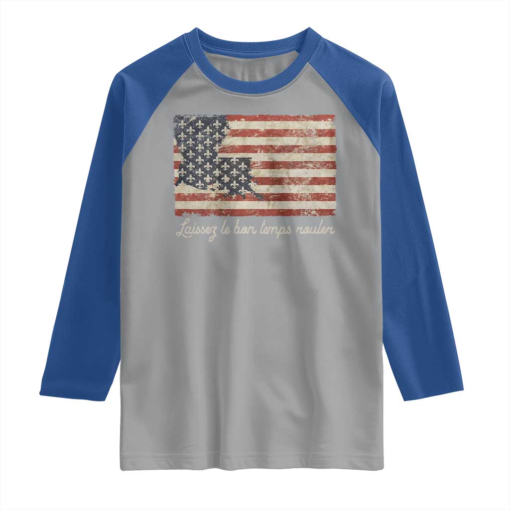 Louisiana Raglan Shirt Laissez Les Bon Temps Rouler American Flag