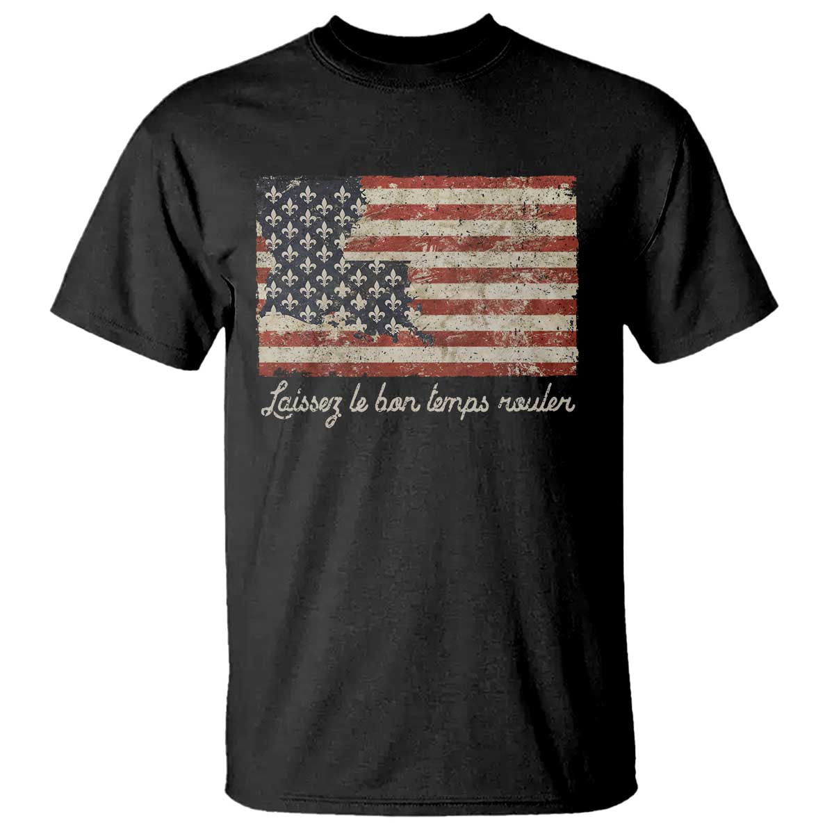 Louisiana T Shirt Laissez Les Bon Temps Rouler American Flag