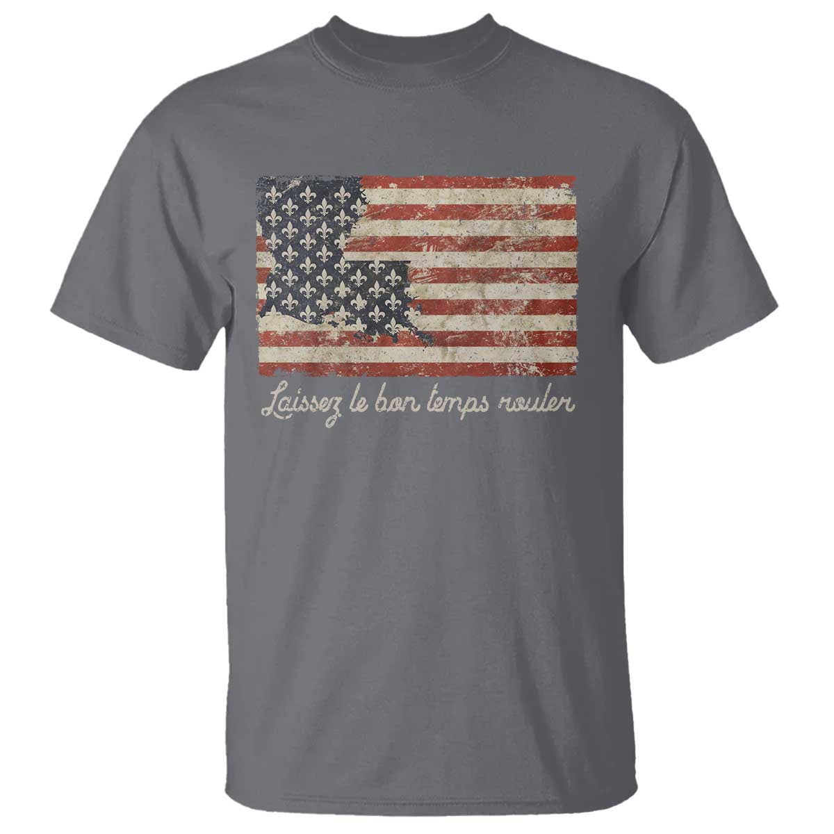 Louisiana T Shirt Laissez Les Bon Temps Rouler American Flag