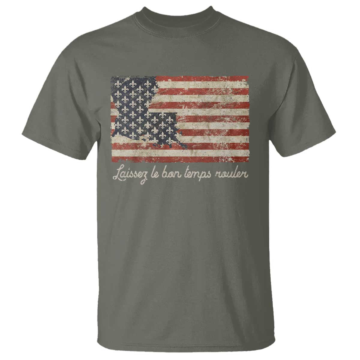Louisiana T Shirt Laissez Les Bon Temps Rouler American Flag