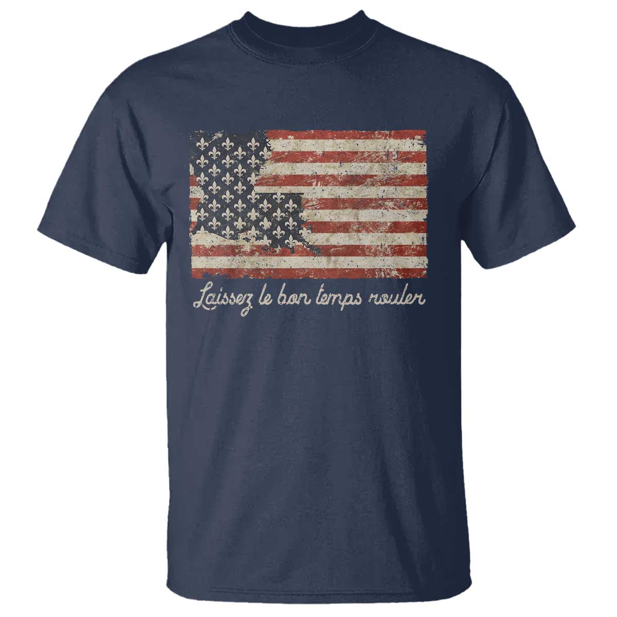 Louisiana T Shirt Laissez Les Bon Temps Rouler American Flag