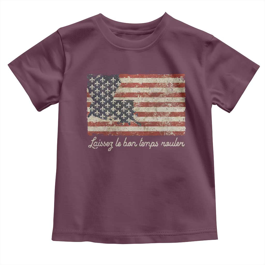 Louisiana Toddler T Shirt Laissez Les Bon Temps Rouler American Flag