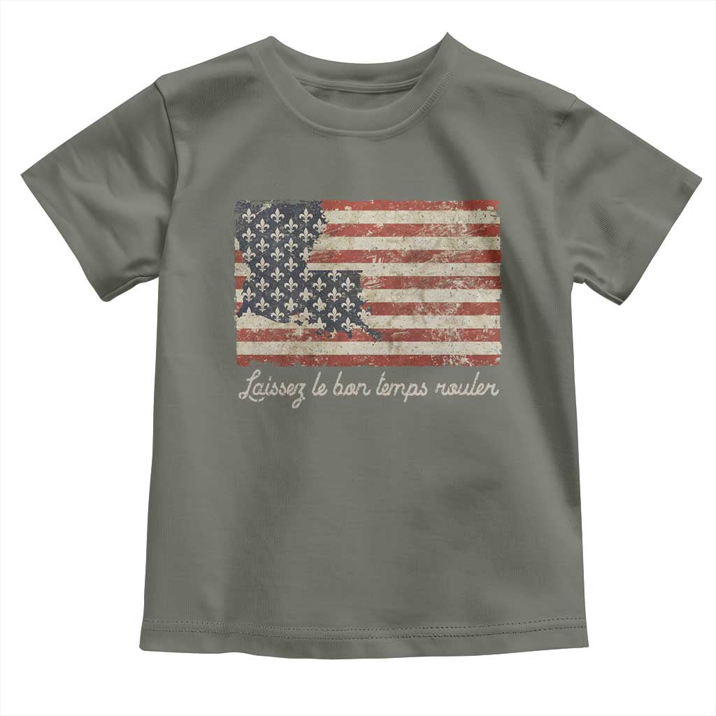 Louisiana Toddler T Shirt Laissez Les Bon Temps Rouler American Flag