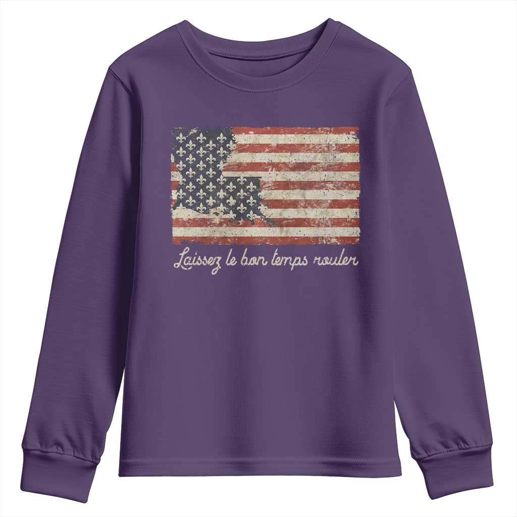 Louisiana Youth Sweatshirt Laissez Les Bon Temps Rouler American Flag