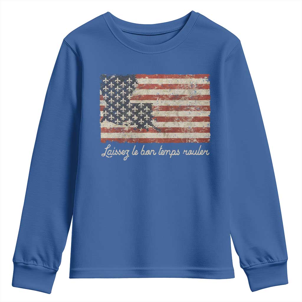 Louisiana Youth Sweatshirt Laissez Les Bon Temps Rouler American Flag