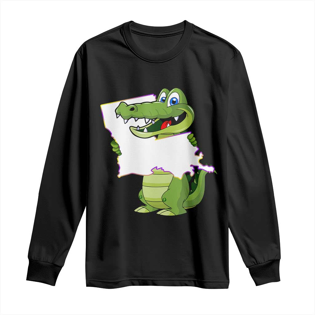 Cute Louisiana Aligator Long Sleeve Shirt
