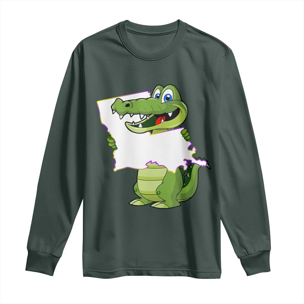 Cute Louisiana Aligator Long Sleeve Shirt