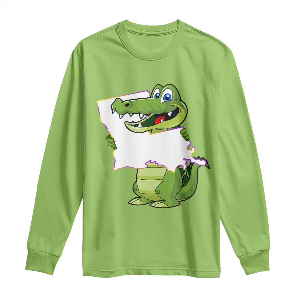 Cute Louisiana Aligator Long Sleeve Shirt