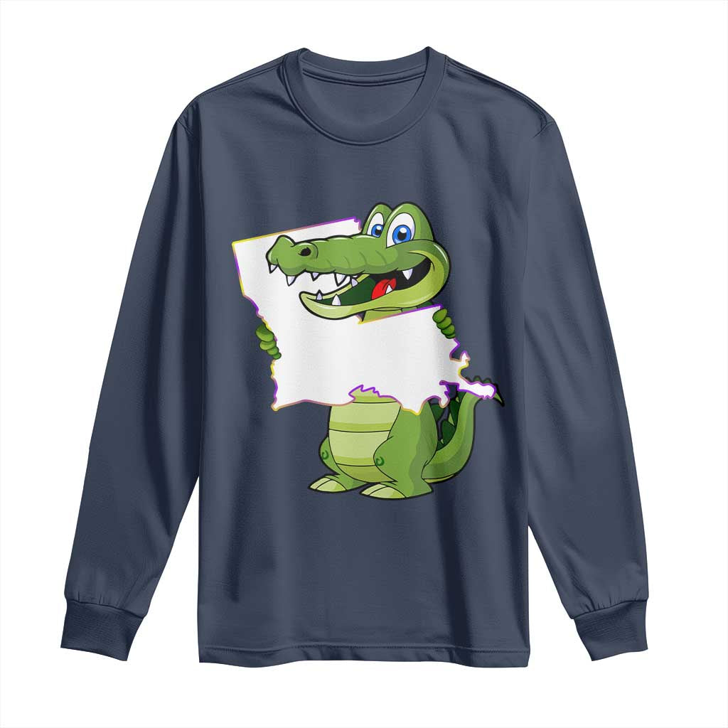 Cute Louisiana Aligator Long Sleeve Shirt