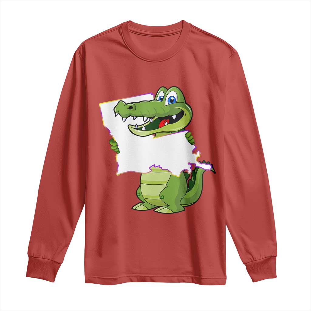 Cute Louisiana Aligator Long Sleeve Shirt