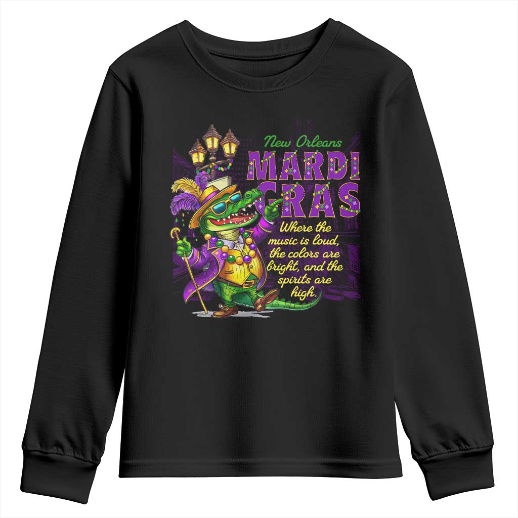 New Orleans Louisiana Mardi Gras Youth Sweatshirt Where The Music Is Loud The Colors Are Bright And The Spirits Are High