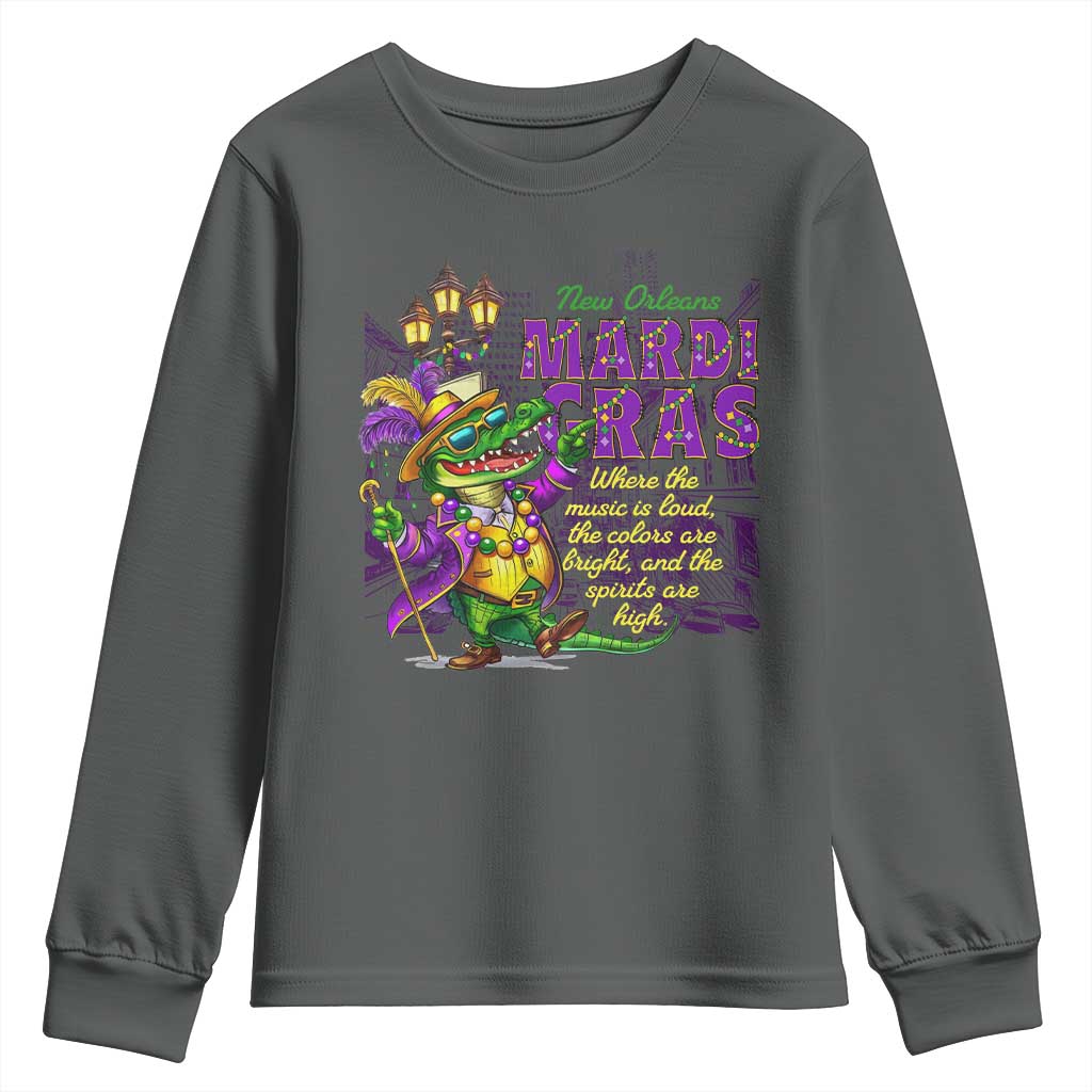 New Orleans Louisiana Mardi Gras Youth Sweatshirt Where The Music Is Loud The Colors Are Bright And The Spirits Are High