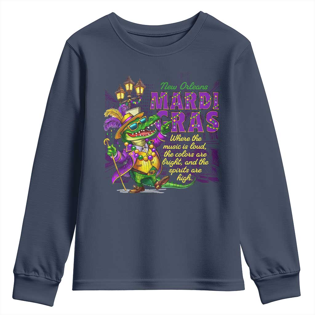New Orleans Louisiana Mardi Gras Youth Sweatshirt Where The Music Is Loud The Colors Are Bright And The Spirits Are High