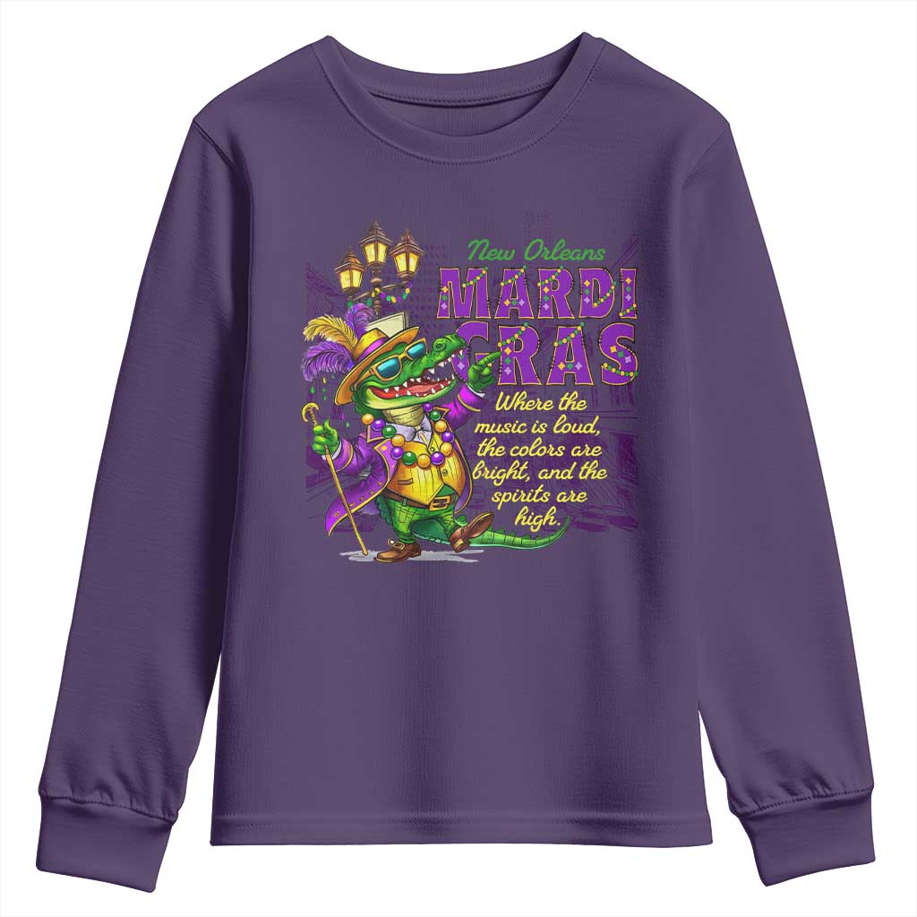 New Orleans Louisiana Mardi Gras Youth Sweatshirt Where The Music Is Loud The Colors Are Bright And The Spirits Are High