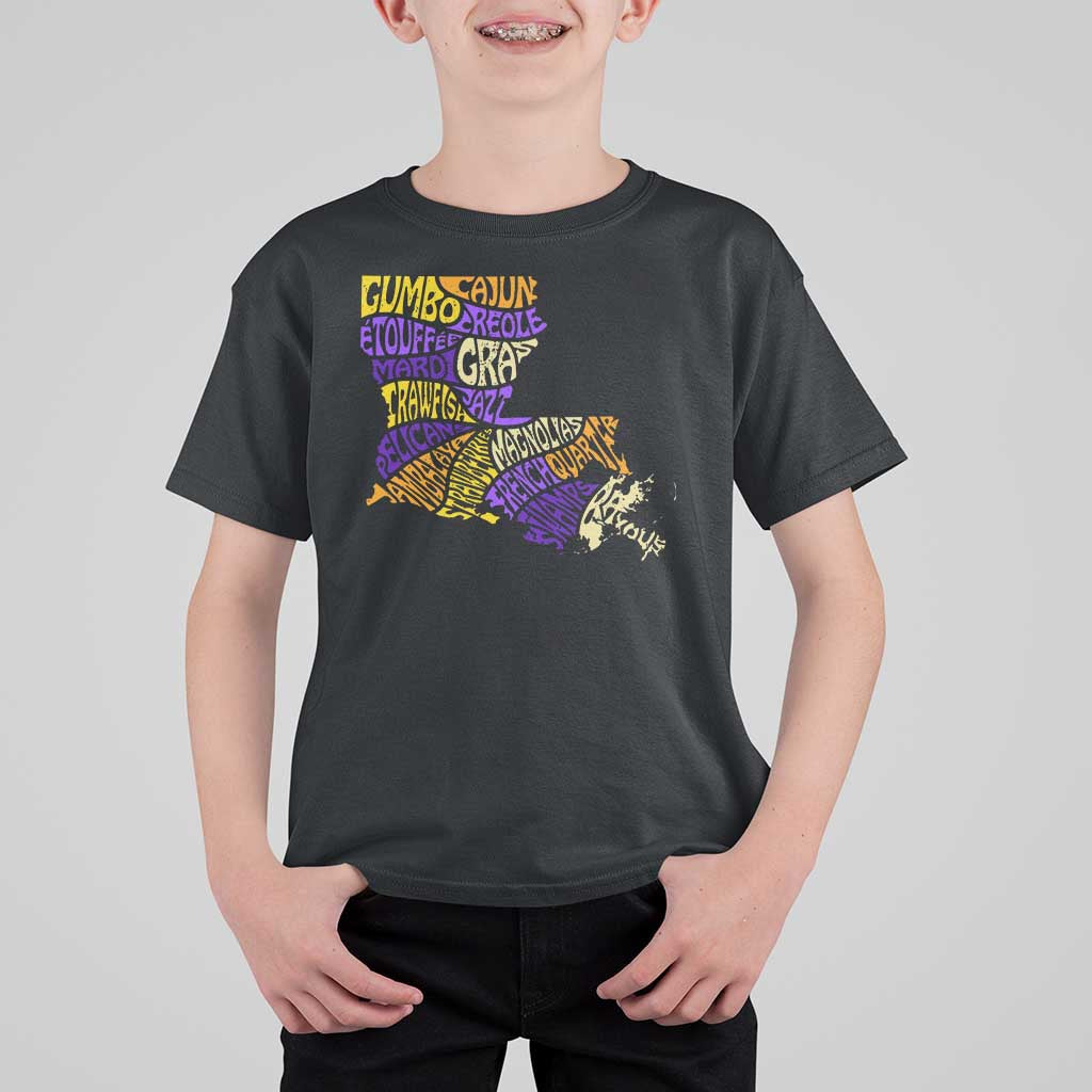 Louisiana T Shirt For Kid Creole Cajun Culture LA Map