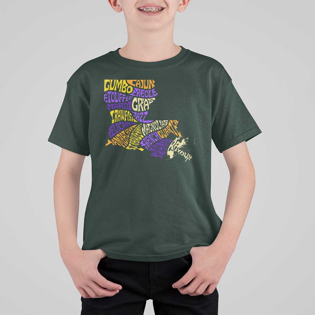 Louisiana T Shirt For Kid Creole Cajun Culture LA Map