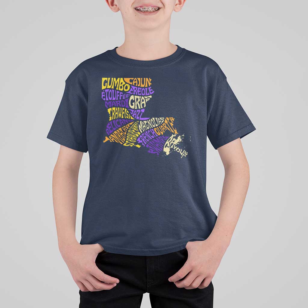 Louisiana T Shirt For Kid Creole Cajun Culture LA Map