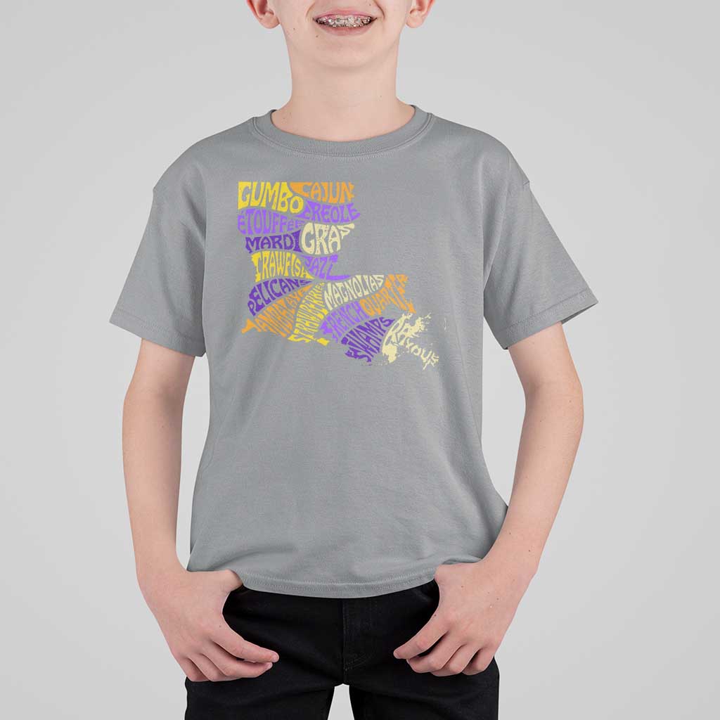 Louisiana T Shirt For Kid Creole Cajun Culture LA Map