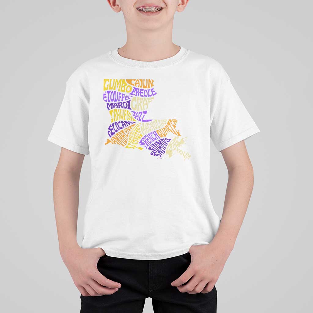 Louisiana T Shirt For Kid Creole Cajun Culture LA Map