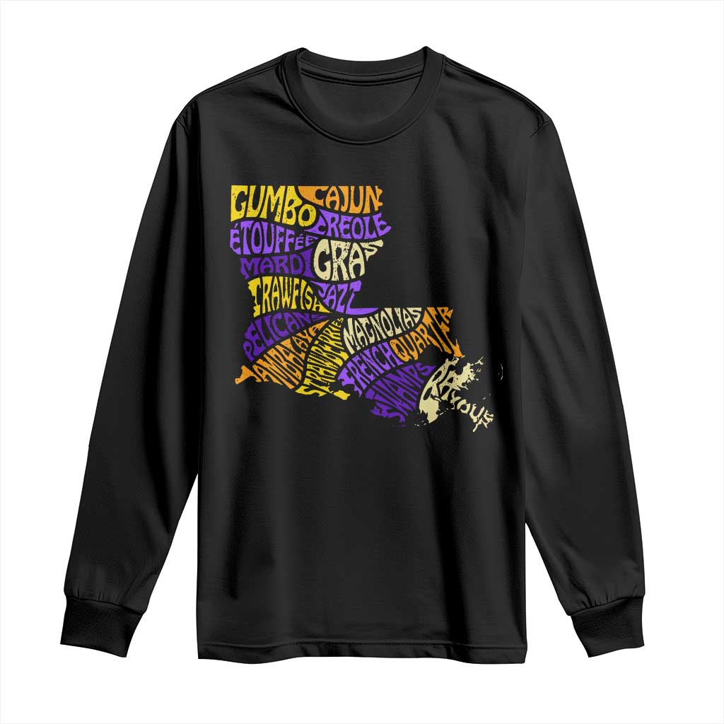 Louisiana Long Sleeve Shirt Creole Cajun Culture LA Map