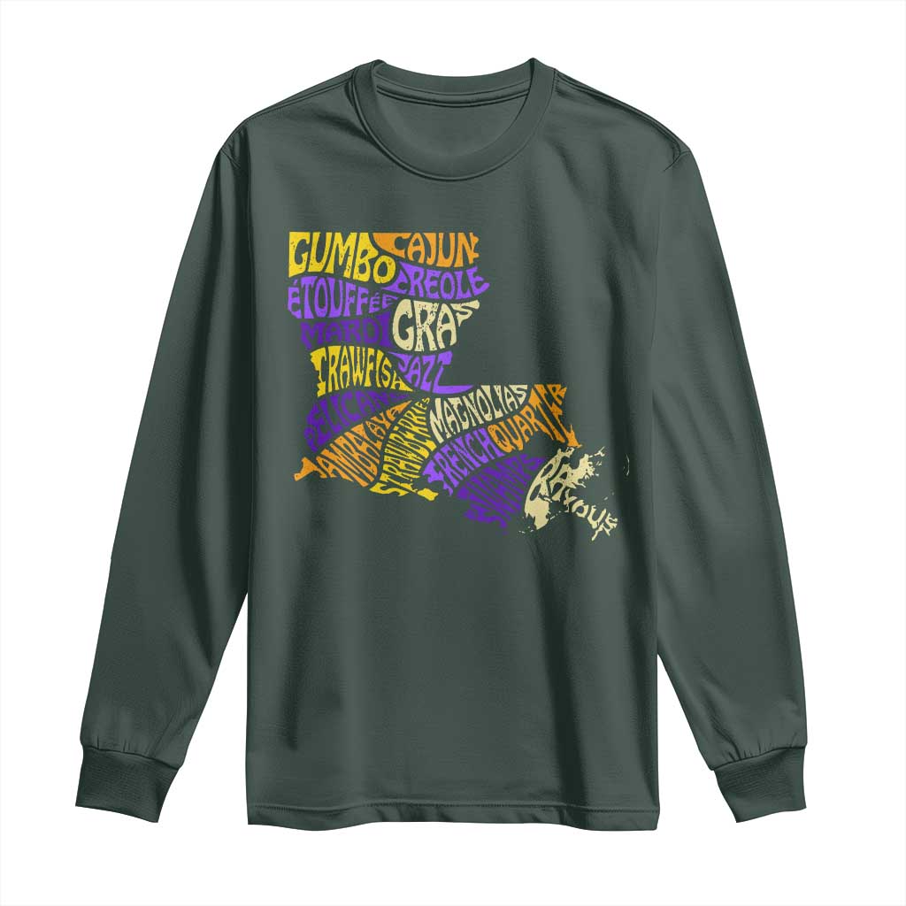 Louisiana Long Sleeve Shirt Creole Cajun Culture LA Map