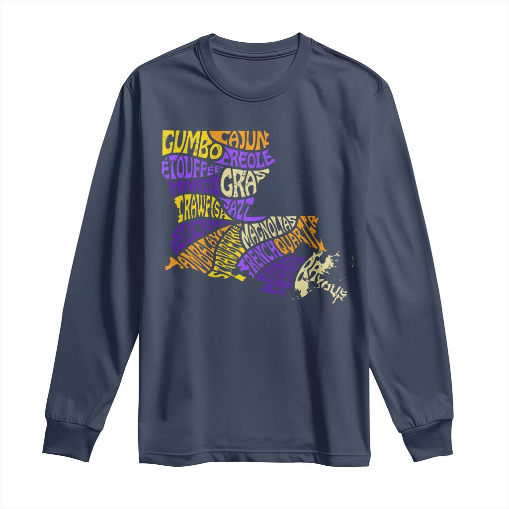 Louisiana Long Sleeve Shirt Creole Cajun Culture LA Map
