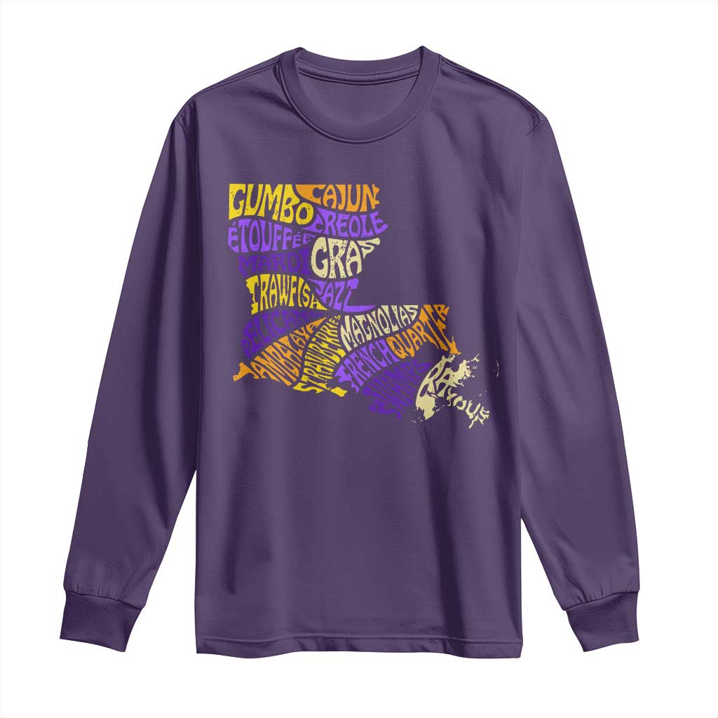 Louisiana Long Sleeve Shirt Creole Cajun Culture LA Map
