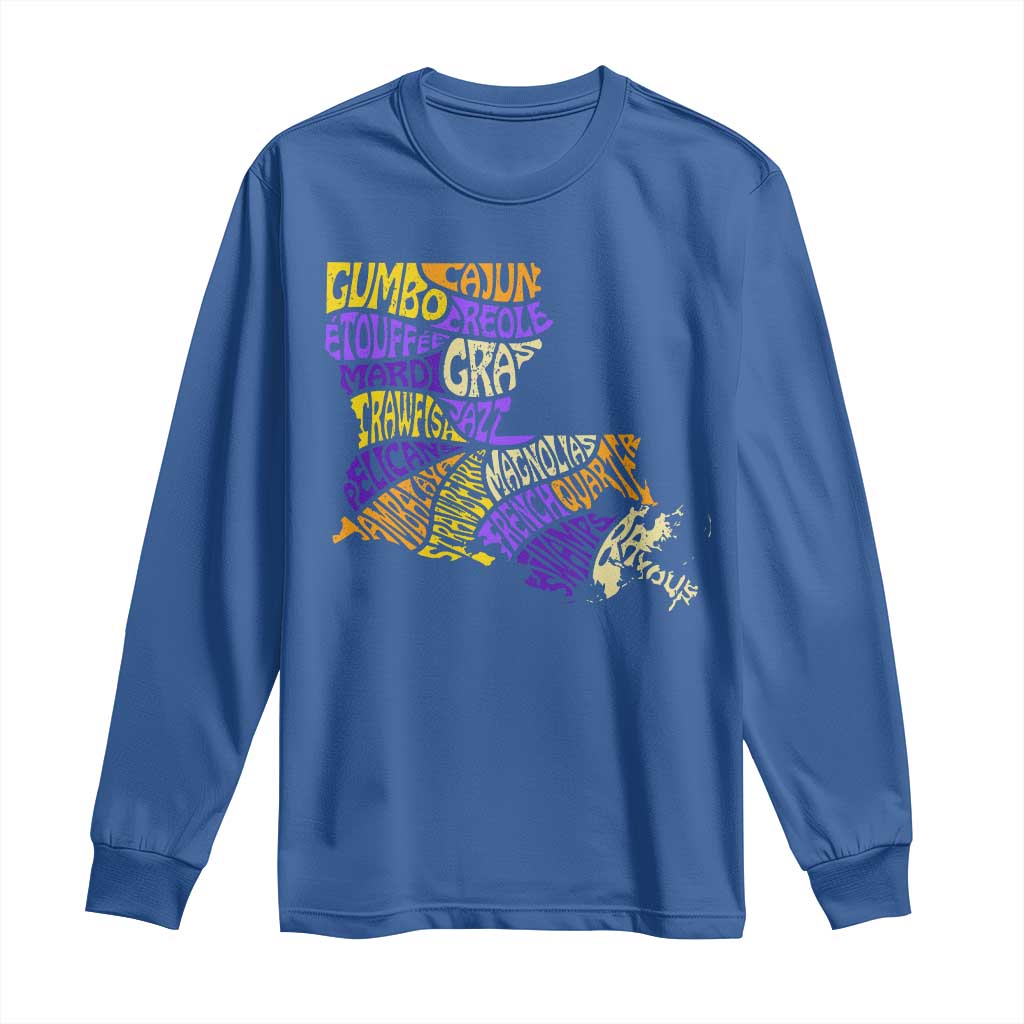 Louisiana Long Sleeve Shirt Creole Cajun Culture LA Map