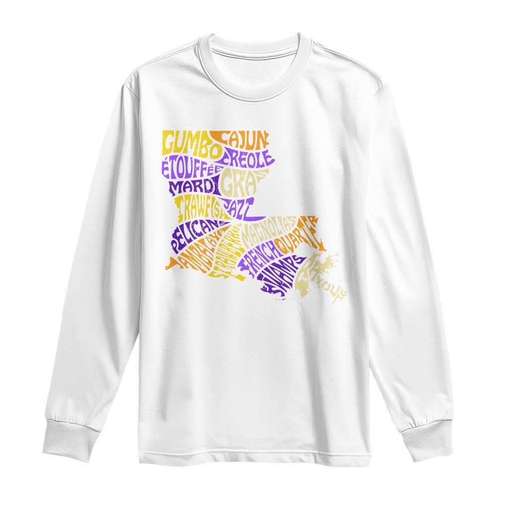 Louisiana Long Sleeve Shirt Creole Cajun Culture LA Map