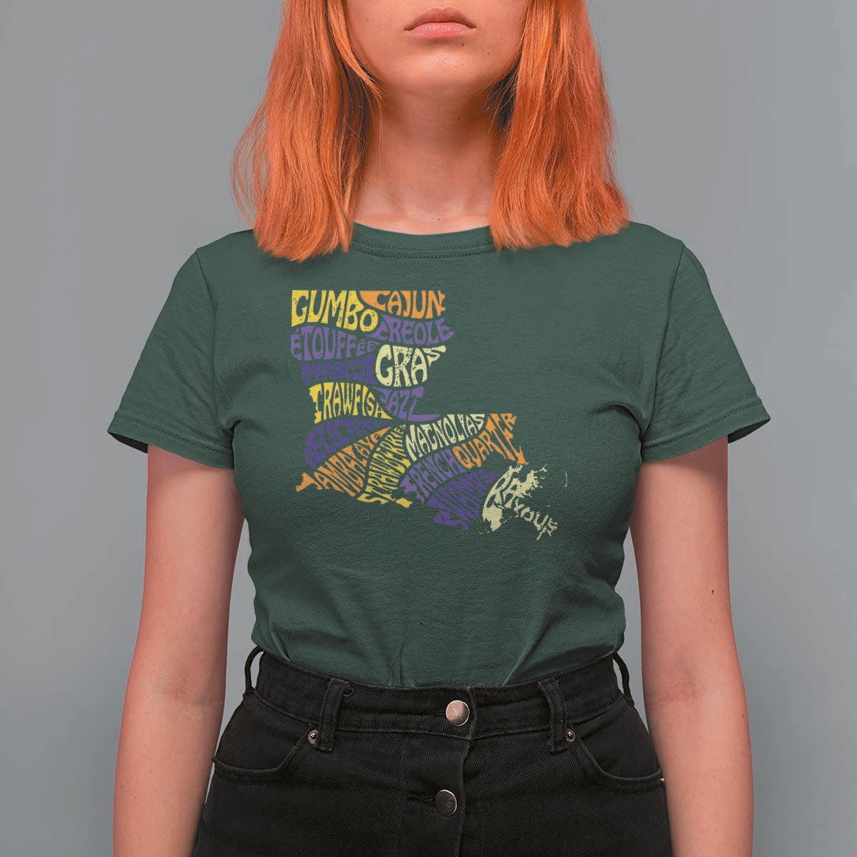 Louisiana T Shirt For Women Creole Cajun Culture LA Map