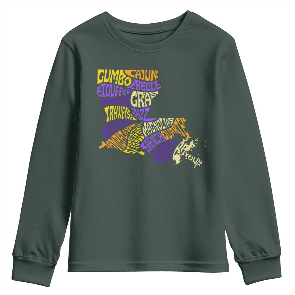 Louisiana Youth Sweatshirt Creole Cajun Culture LA Map