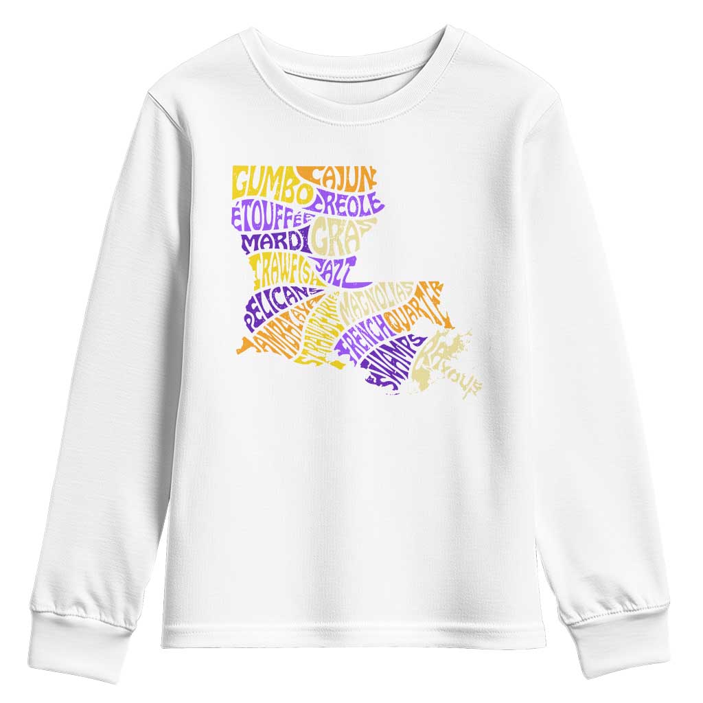 Louisiana Youth Sweatshirt Creole Cajun Culture LA Map