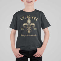 Louisiana Fleur De Lis T Shirt For Kid Laissez Les Bon Temps Rouler 1812