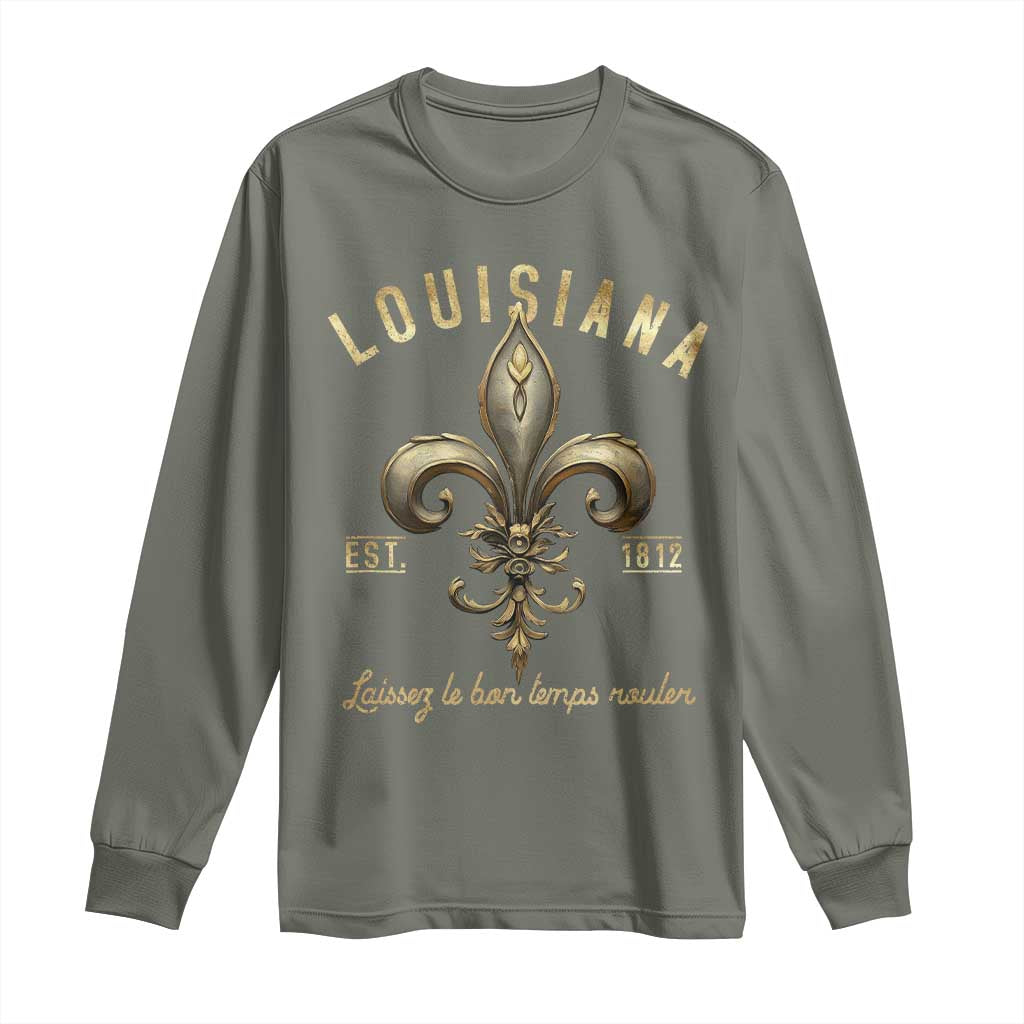 Louisiana Fleur De Lis Long Sleeve Shirt Laissez Les Bon Temps Rouler 1812