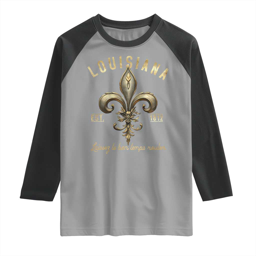 Louisiana Fleur De Lis Raglan Shirt Laissez Les Bon Temps Rouler 1812