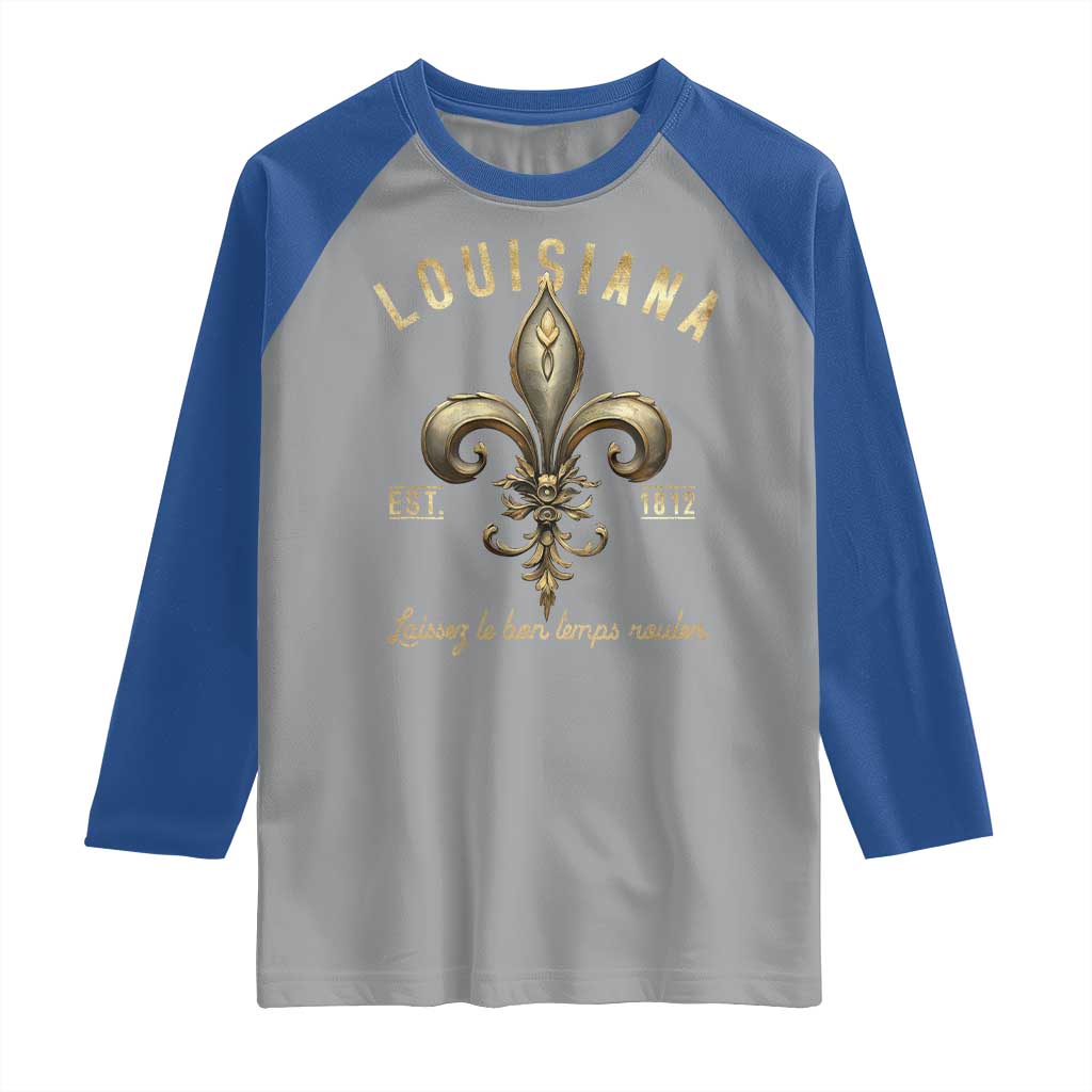 Louisiana Fleur De Lis Raglan Shirt Laissez Les Bon Temps Rouler 1812