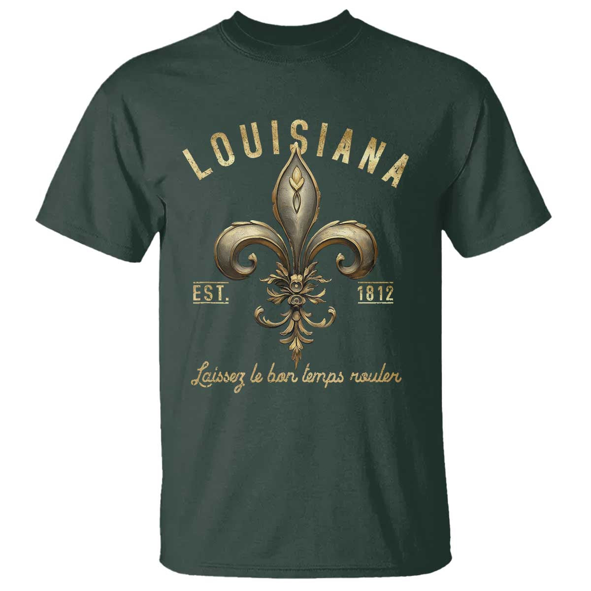 Louisiana Fleur De Lis T Shirt Laissez Les Bon Temps Rouler 1812