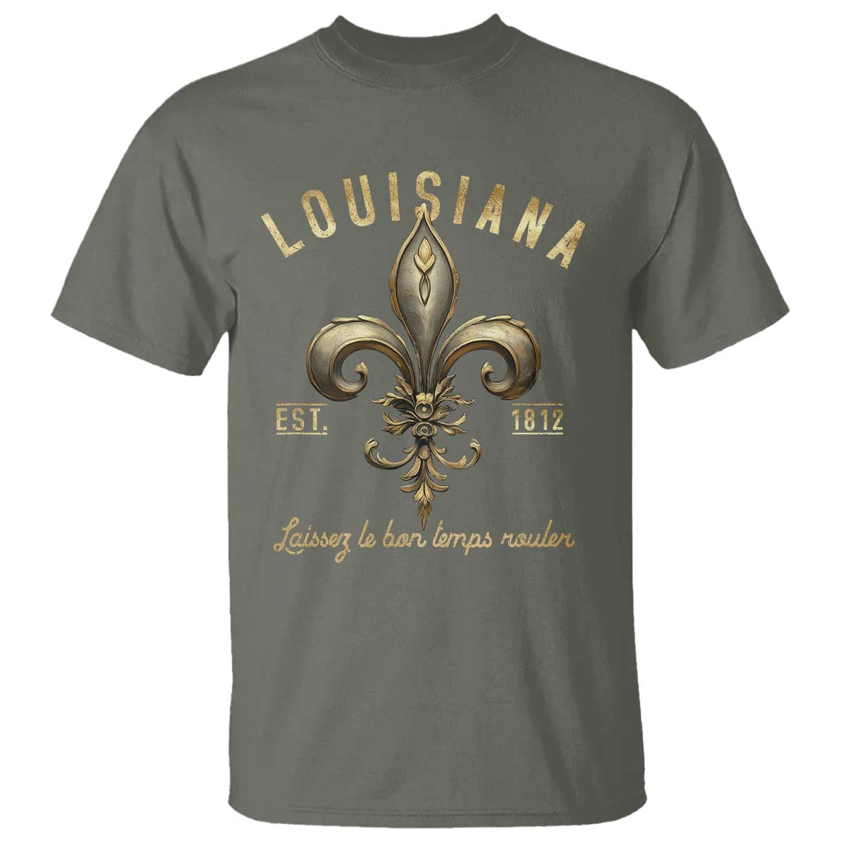 Louisiana Fleur De Lis T Shirt Laissez Les Bon Temps Rouler 1812