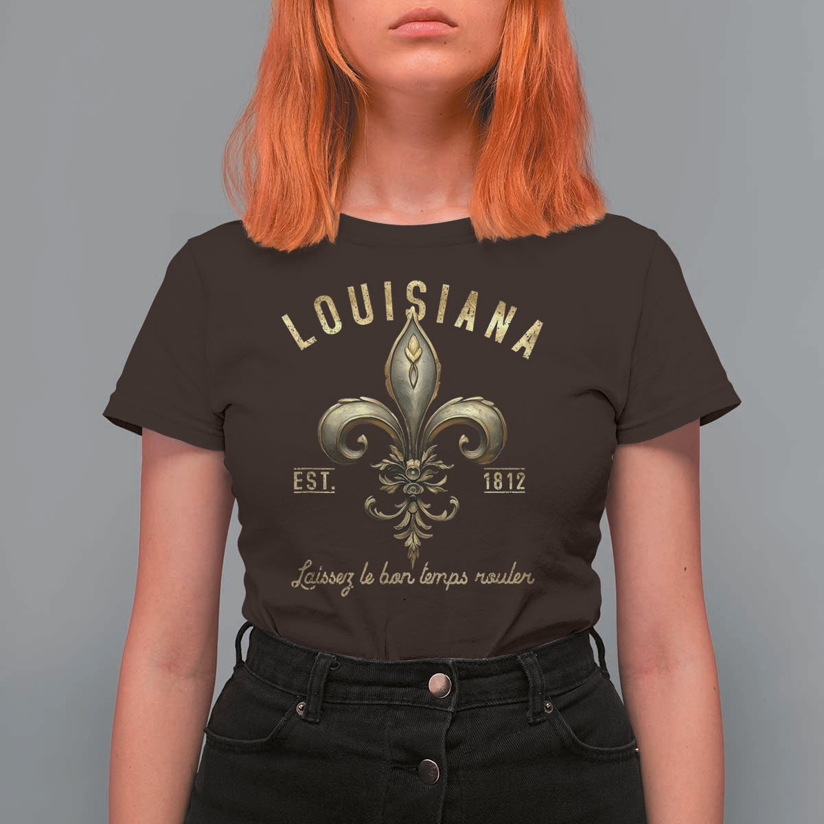 Louisiana Fleur De Lis T Shirt For Women Laissez Les Bon Temps Rouler 1812
