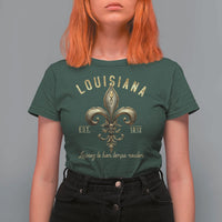 Louisiana Fleur De Lis T Shirt For Women Laissez Les Bon Temps Rouler 1812