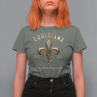 Louisiana Fleur De Lis T Shirt For Women Laissez Les Bon Temps Rouler 1812