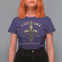 Louisiana Fleur De Lis T Shirt For Women Laissez Les Bon Temps Rouler 1812