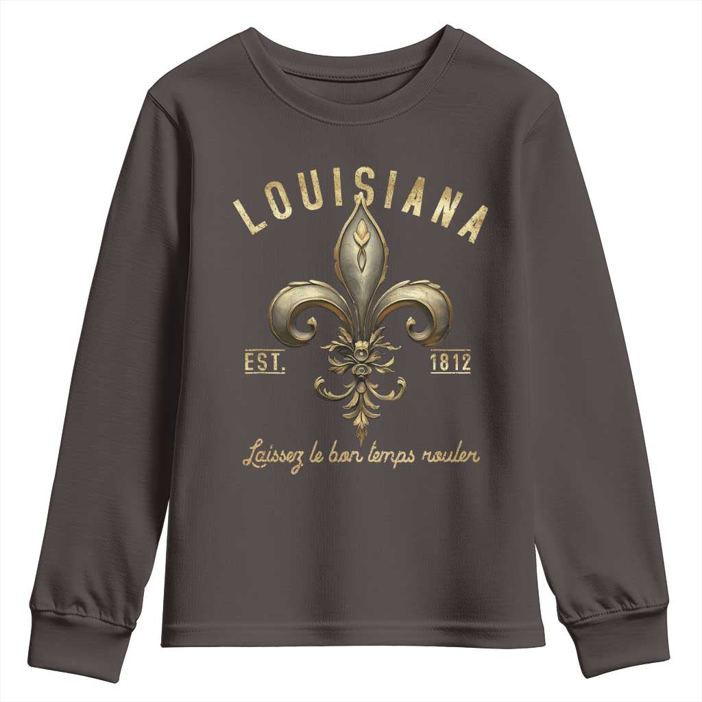 Louisiana Fleur De Lis Youth Sweatshirt Laissez Les Bon Temps Rouler 1812