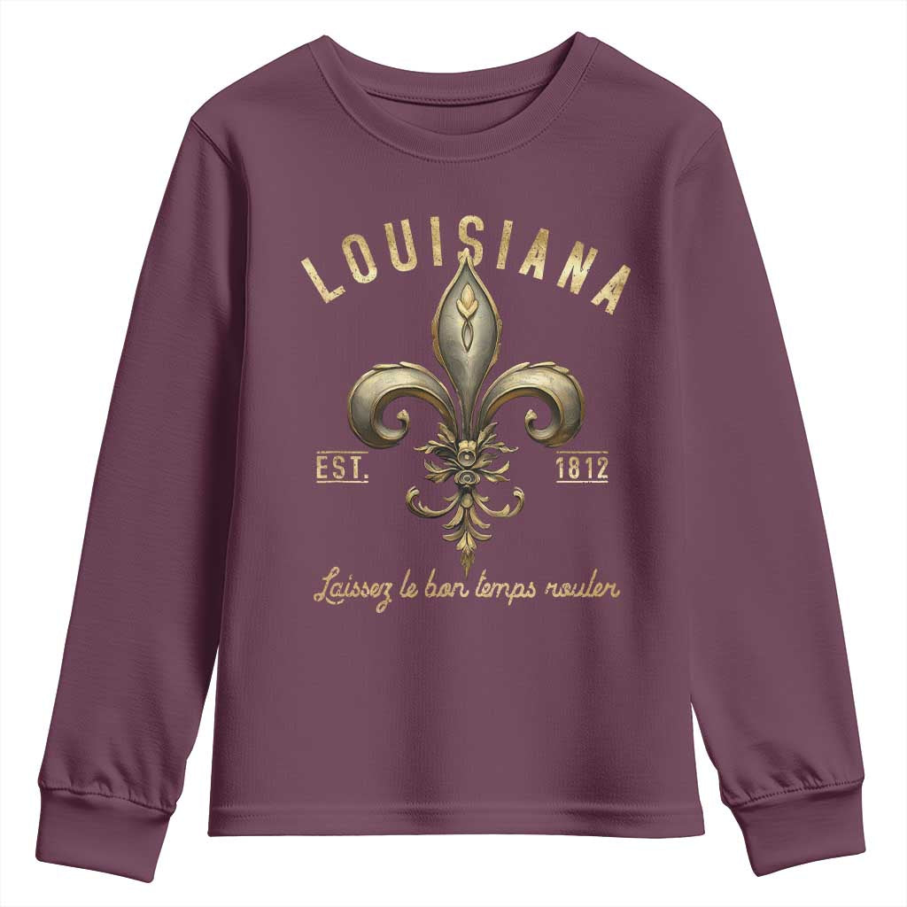Louisiana Fleur De Lis Youth Sweatshirt Laissez Les Bon Temps Rouler 1812