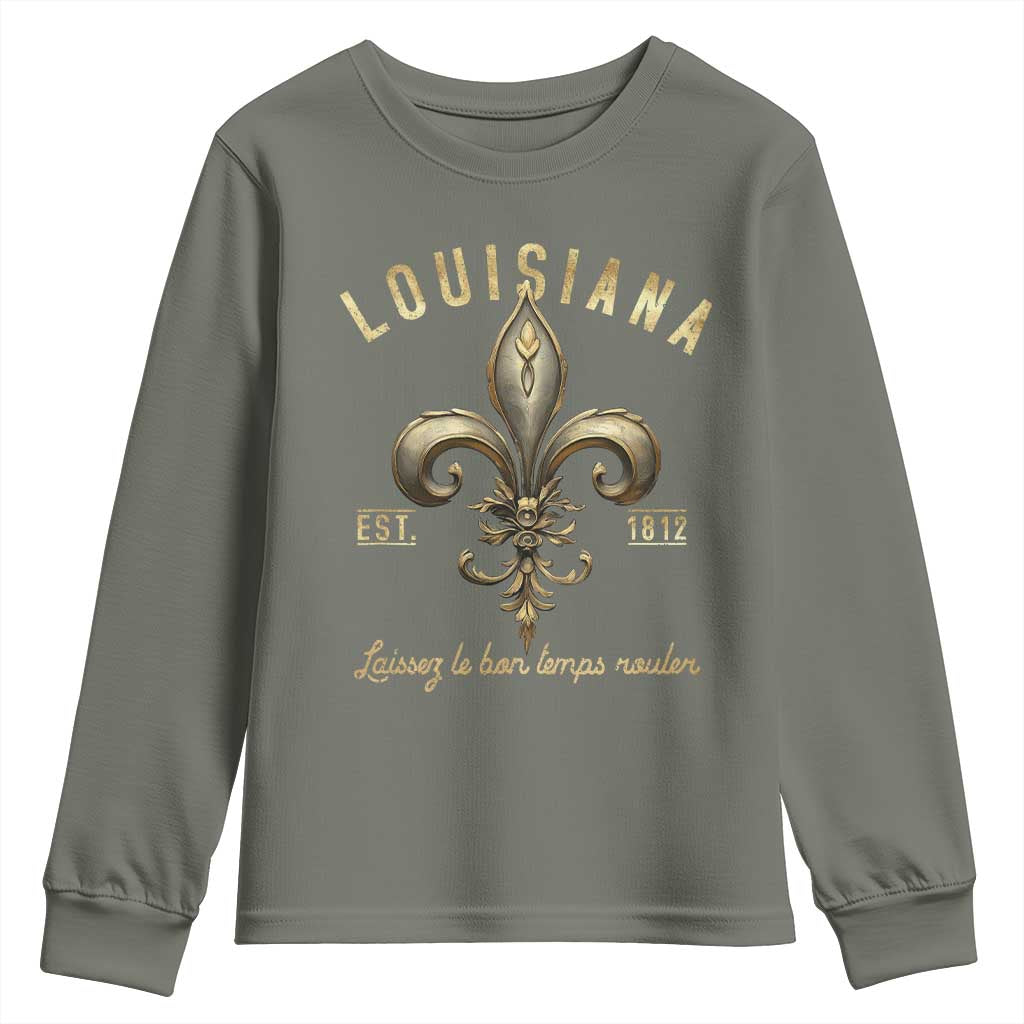 Louisiana Fleur De Lis Youth Sweatshirt Laissez Les Bon Temps Rouler 1812