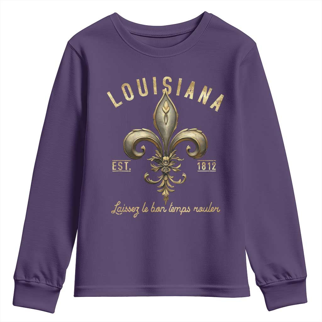 Louisiana Fleur De Lis Youth Sweatshirt Laissez Les Bon Temps Rouler 1812