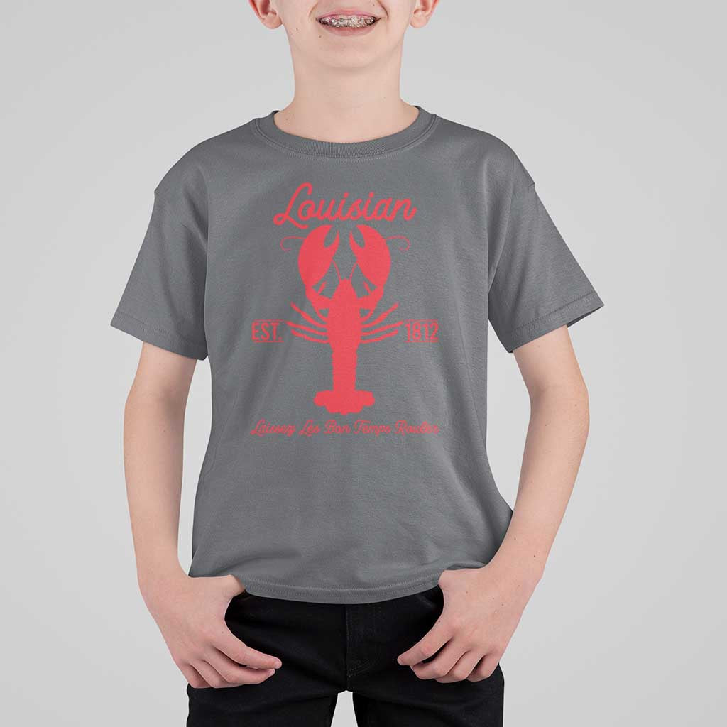 Louisiana Crawfish T Shirt For Kid Laissez Les Bon Temps Rouler 1812